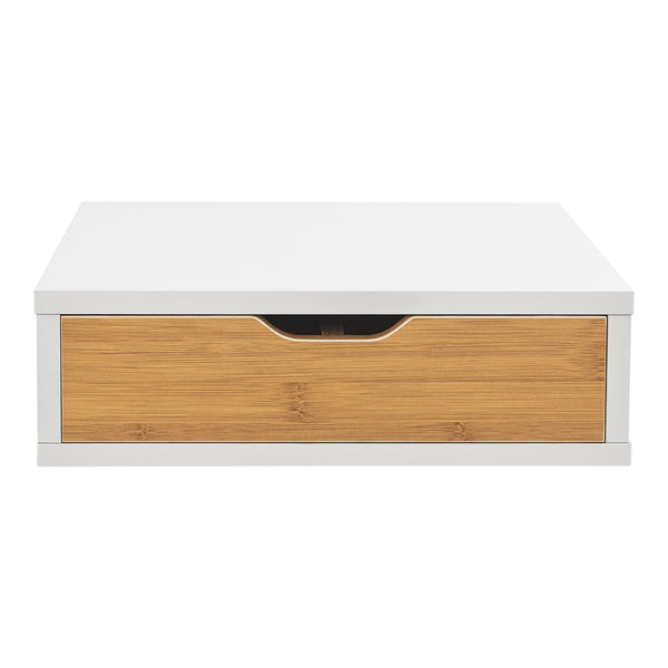 Pudełko z szufladami Vieremä 9x30x31cm białe/bambusowe [en.casa]