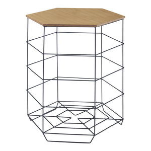 Zestaw stolików bocznych Hørsholm zestaw 2 metalowy kosz czarny / kolory drewna [en.casa]