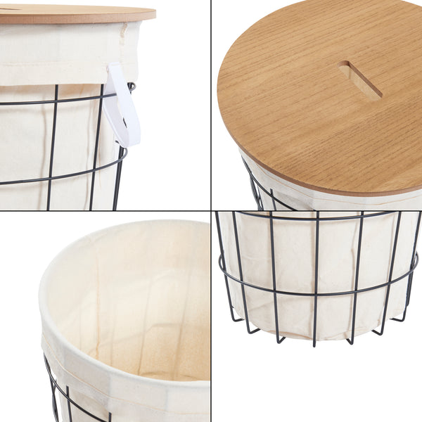 Kosz na pranie Skive z workiem na pranie 40 L metalowy czarny [en.casa]