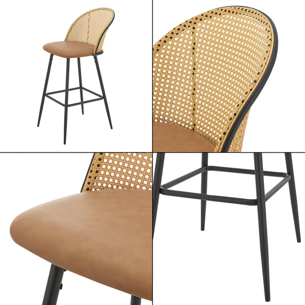 Stołek barowy Gausdal zestaw 2 brązowy / czarny [en.casa]