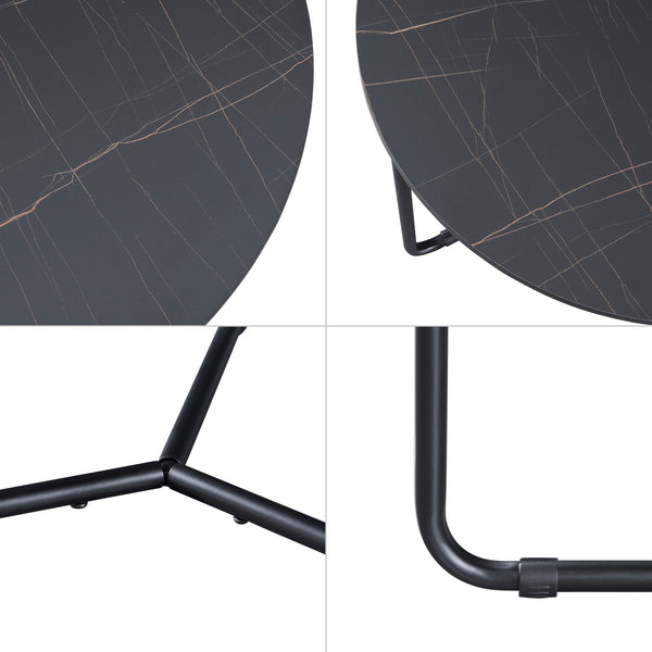 Poxdorf 2-częściowy marmurowy stolik kawowy, czarny [en.casa]