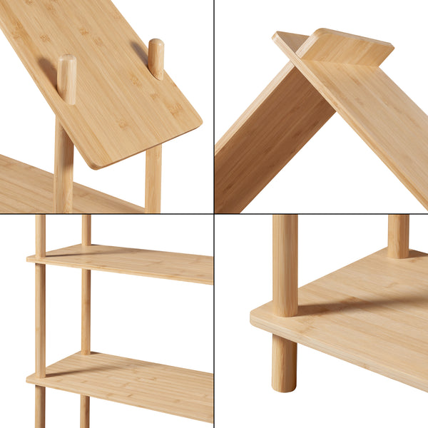 Półka dziecięca Hamarøy bambusowa o wyglądzie domu 137x90x30cm [en.casa]