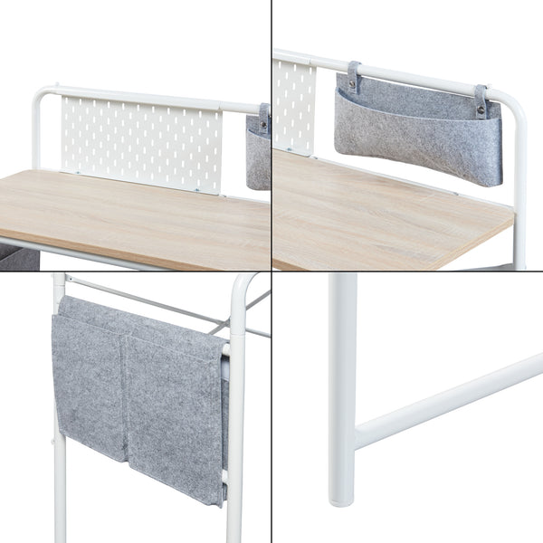 Biurko Dyrøy 98x98x46cm biały/dąb [en.casa]