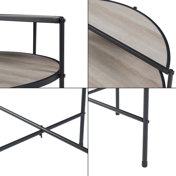 Stolik boczny Fyresdal czarny/dębowy [en.casa]