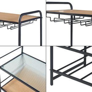 Stojak na wino Hustadvika 120x61x33cm czarny/dąb [en.casa]