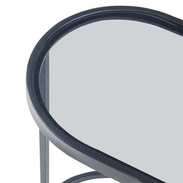 Stolik boczny Luleå ze szklanym blatem czarny [en.casa]