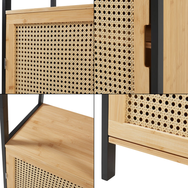 Tervola szafka wysoka 172x40x35cm bambus czarny [en.casa]