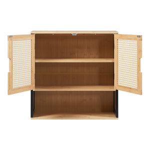 Szafka łazienkowa ścienna Tervola 60x60x20 cm czarna/bambus [en.casa]