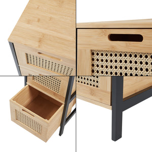 Tervola szafka łazienkowa z 3 szufladami czarna/bambus [en.casa]