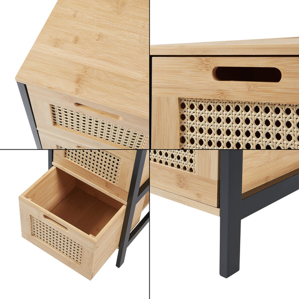 Tervola szafka łazienkowa z 3 szufladami czarna/bambus [en.casa]