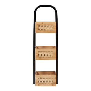 Półka łazienkowa Tervola 73x23x19 cm czarna/bambusowa [en.casa]