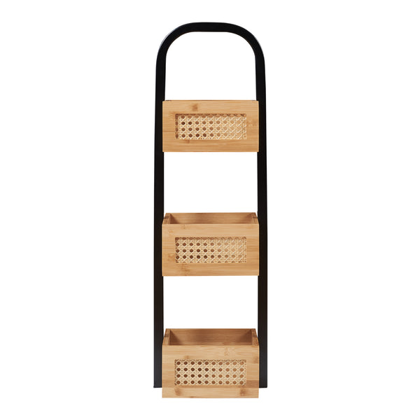 Półka łazienkowa Tervola 73x23x19 cm czarna/bambusowa [en.casa]