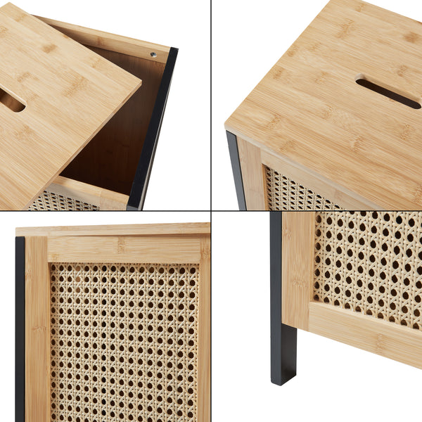 Kosz na pranie Tervola 51 L czarny/bambus [en.casa]