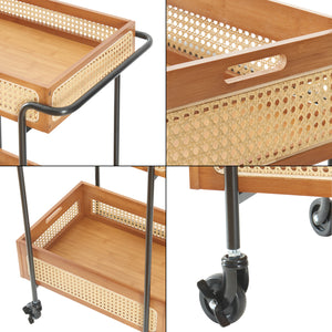 Tervola wózek do serwowania 81x61x39 cm rattan [en.casa]