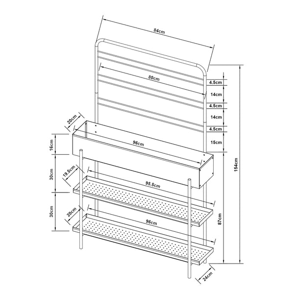 Stojak na rośliny zewnętrzne Aalsmeer metal 154x96x24 cm czarny [casa.pro]