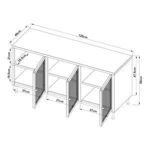 Szafka pod TV Lindau stal 120x40x59 cm kremowa biel [en.casa]
