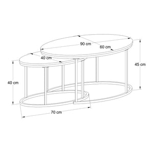 Zestaw stolików Holandia zestaw 2 czarny/dąb [en.casa]