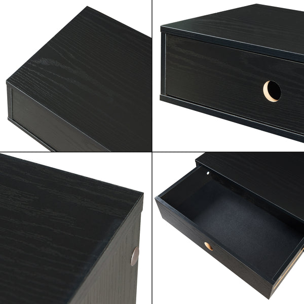 Półka ścienna Stor z szufladą 65x30x15 cm czarna [en.casa]