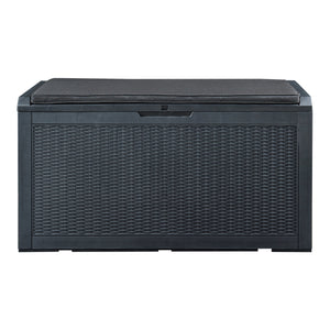 Schowek Atella 122x54,5x65cm czarny, wygląd rattanu [casa.pro]