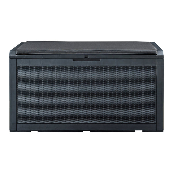 Schowek Atella 122x54,5x65cm czarny, wygląd rattanu [casa.pro]