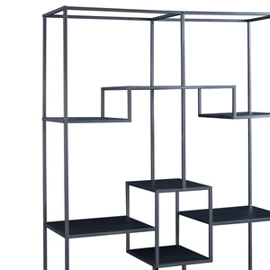 Półka stojąca Råde metalowa 180x100x35 cm czarna [en.casa]