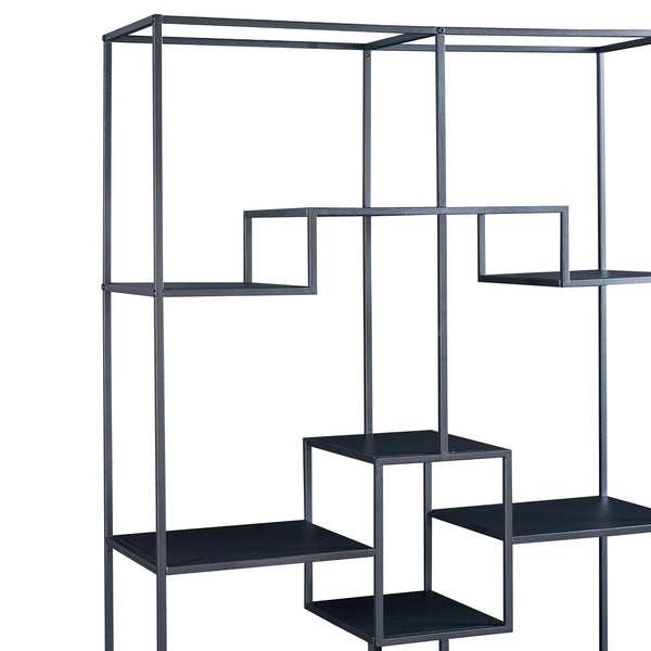 Półka stojąca Råde metalowa 180x100x35 cm czarna [en.casa]