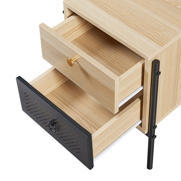 Szafka nocna Tysnes 39x35x47 cm dąb/czarny [en.casa]