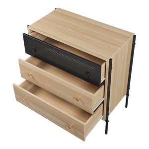 Komoda Tysnes z 3 szufladami 80x80x40 cm dąb/czarny [en.casa]