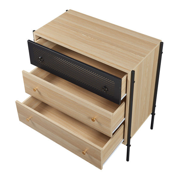 Komoda Tysnes z 3 szufladami 80x80x40 cm dąb/czarny [en.casa]