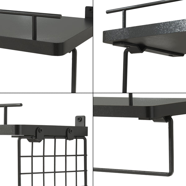 Półka ścienna Vik zestaw 2 sztuk czarna [en.casa]