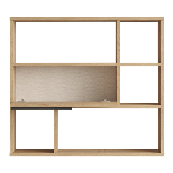 Półka ścienna Kvænangen 90x22x81cm dąb/rattan [en.casa]