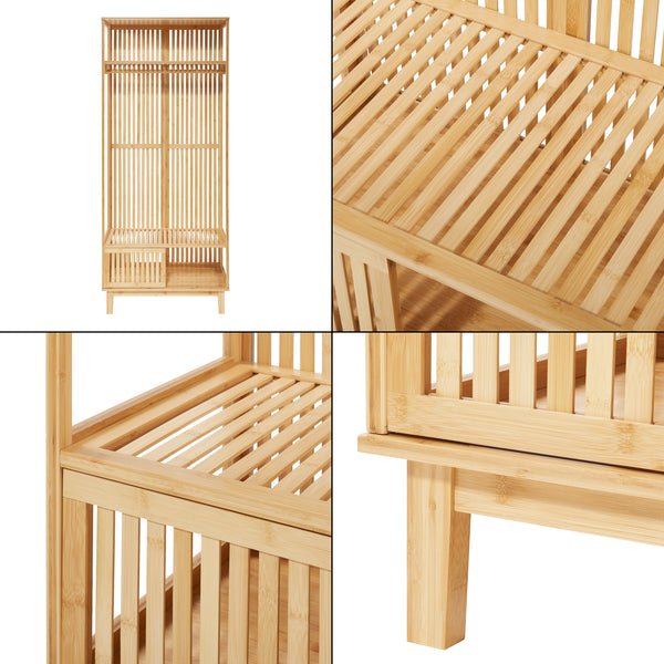 Wieszak na płaszcze Ypäjä 187x80x47 cm bambus [en.casa]