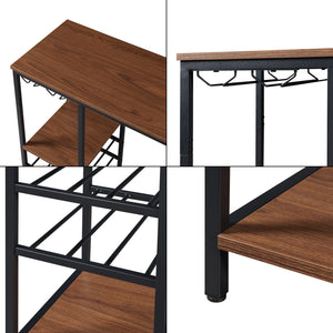 Stolik barowy Stjørdal ze stojakiem na butelki w kolorze czarnym/orzechowym [en.casa]