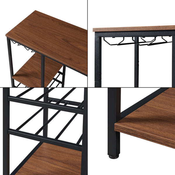 Stolik barowy Stjørdal ze stojakiem na butelki w kolorze czarnym/orzechowym [en.casa]