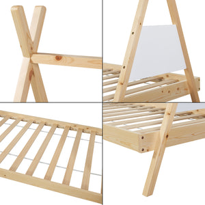 Łóżko Tipi Siikajoki z materacem 90x200cm drewno sosnowe naturalne [en.casa]