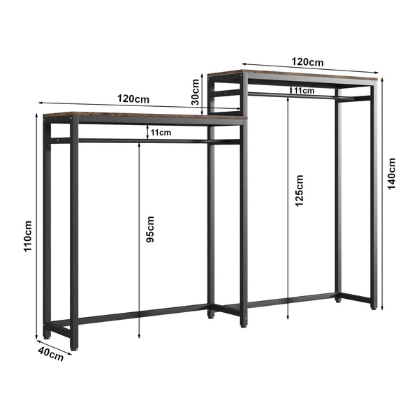 Wieszak na płaszcze Skestbyena z dwóch elementów 140x240x40 cm czarny/orzechowy [en.casa]