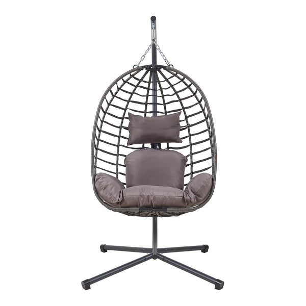 Krzesło wiszące Kandsvas z ramą 198x110x95 cm szare [en.casa]