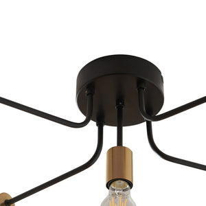 Lampa sufitowa Benfleet 5 x E27 czarny/mosiądz [lux.pro]