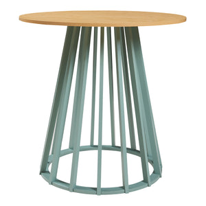 Stół do jadalni Lensuu 76x Ø80 cm pastelowa zieleń/dąb [en.casa]