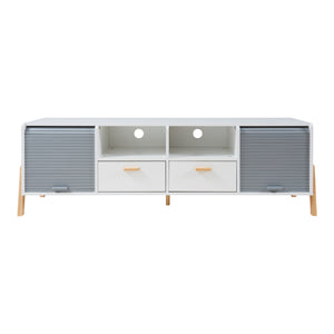 Szafka pod TV Kvaefjord 160x40x52 cm biały/szary [en.casa]