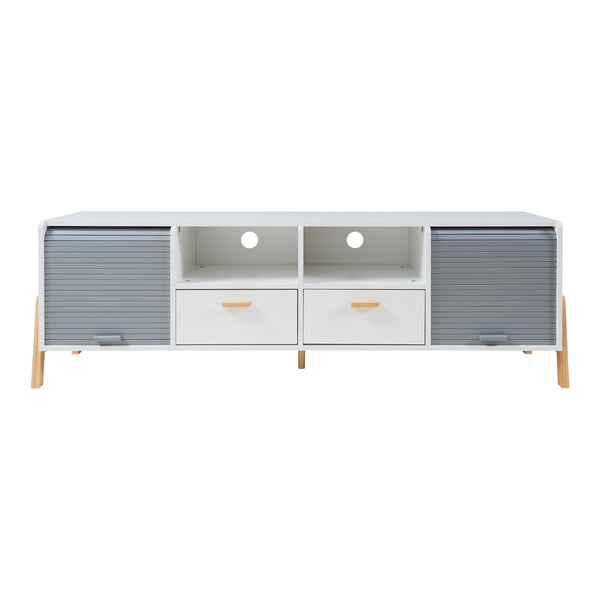Szafka pod TV Kvaefjord 160x40x52 cm biały/szary [en.casa]