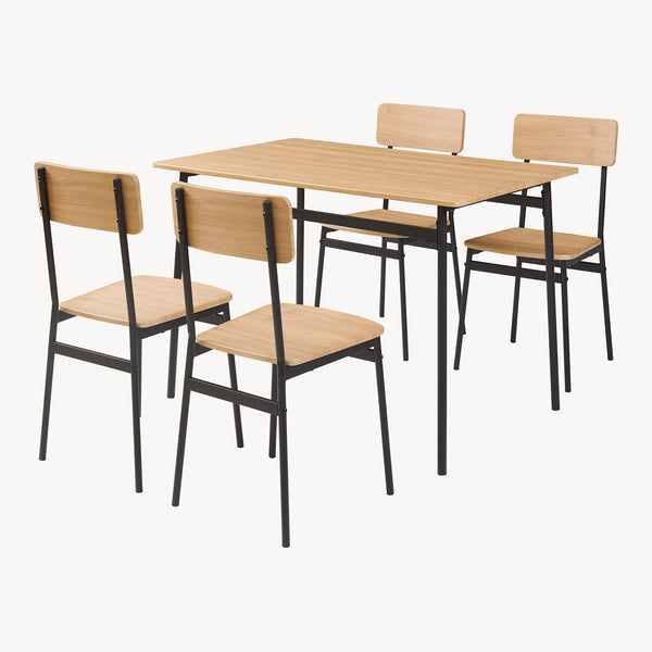 Zestaw jadalniany Pollenev 5-częściowy czarny/dąb [en.casa]