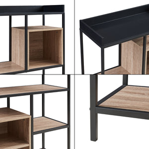 Półka stojąca Belana 137x70x33 cm czarny/dąb [en.casa]