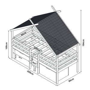 Surnadal łóżko domowe z materacem 90x200 cm drewno sosnowe biały/naturalny [en.casa]
