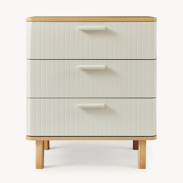 Komoda Ferrersp z 3 szufladami 70x60x40 cm dąb optyka/piaskowy kolor [en.casa]