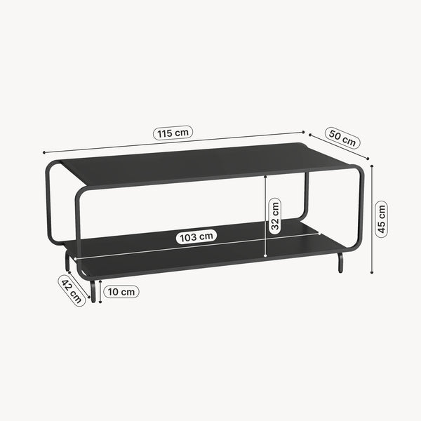 Stolik kawowy Færder 115x50x45 cm stal czarna [en.casa]