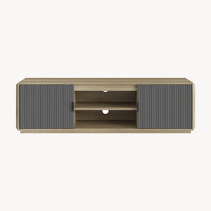 Szafka RTV Trömi 150x40x43 cm dąb optyczny/szary [en.casa]