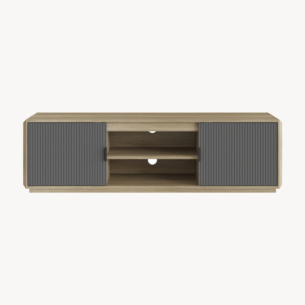 Szafka RTV Trömi 150x40x43 cm dąb optyczny/szary [en.casa]