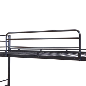 Metalowe łóżko piętrowe Bevapis z 2 materacami 90x200 cm czarne [en.casa]