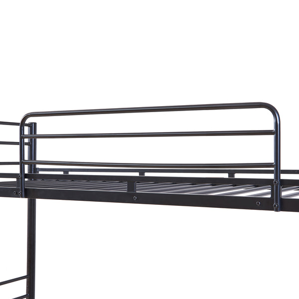 Metalowe łóżko piętrowe Bevapis z 2 materacami 90x200 cm czarne [en.casa]